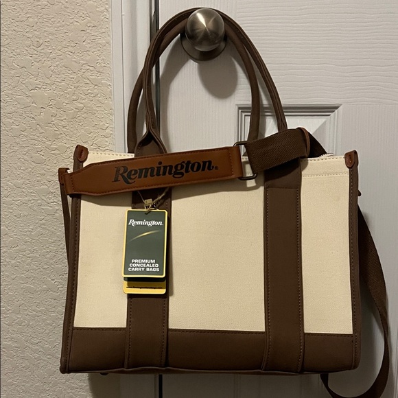 Remington Briefcase in Brown and Cream - Picture 2 of 6